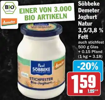 HIT Söbbeke Demeter Joghurt Natur Angebot