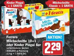 HIT Ferrero Milchschnitte 10+1 oder Kinder Pingui 8er Angebot