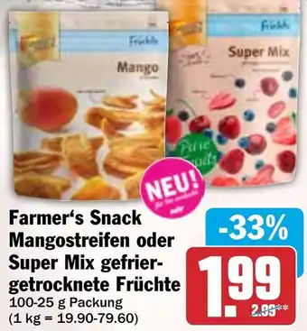 HIT Farmer's Snack Mangostreifen oder Super Mix gefriergetrocknete Früchte Angebot