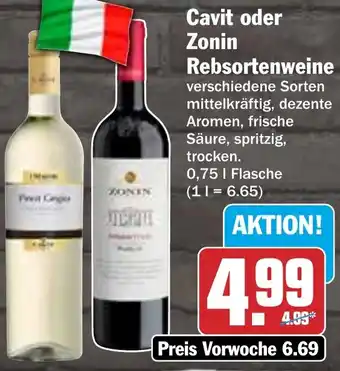 HIT Cavit oder Zonin Rebsortenweine Angebot