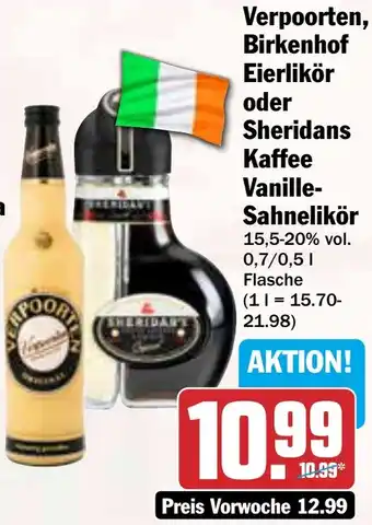 HIT Verpoorten, Birkenhof Eierlikör oder Sheridans Kaffee Vanille Sahnelikör Angebot
