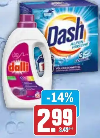 HIT Dalli oder Dash Waschmittel Pulver, Flüssig oder Caps Angebot
