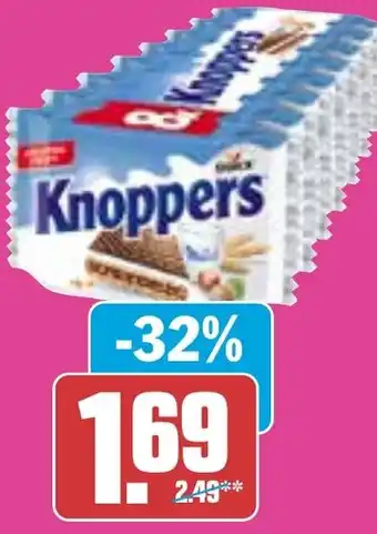 HIT Knoppers Milch-Haselnuss Schnitten 8er oder Riegel 5er Angebot