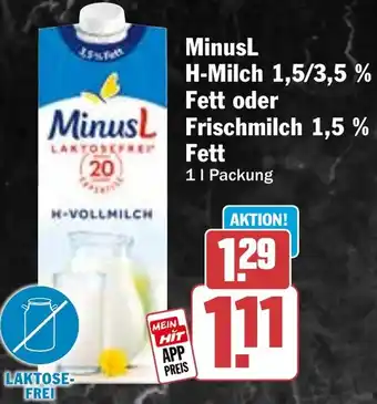 HIT MinusL H-Milch oder Frischmilch Angebot