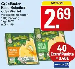 WEZ Grünländer Käse-Scheiben oder Würfel Angebot