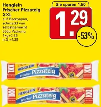 WEZ Henglein Frischer Pizzateig XXL Angebot