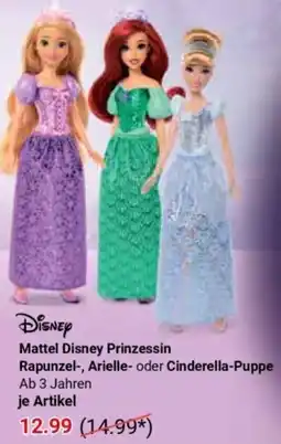 Globus Mattel Disney Prinzessin Rapunzel-, Arielle- oder Cinderella-Puppe Angebot