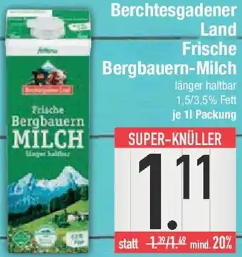 E-Center Berchtesgadener Land Frische Bergbauern-Milch Angebot