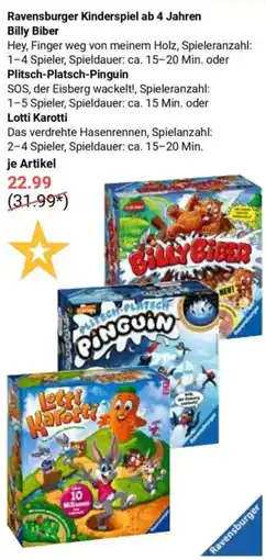 Globus Ravensburger Kinderspiel ab 4 Jahren Billy Biber Angebot