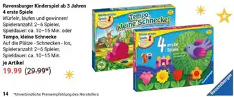 Globus Ravensburger Kinderspiel ab 3 Jahren 4 erste Spiele Angebot