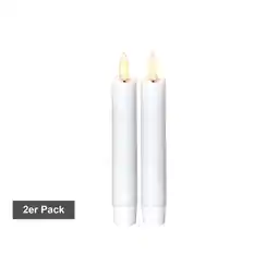 Netto Marken-Discount LED Stabkerzen, Flamme' in Weiß, 2er Set, kurz, Batterie, Timer, flackernd, warmweiß, H 15cm Angebot