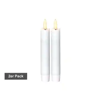 Netto Marken-Discount LED Stabkerzen, Flamme' in Weiß, 2er Set, kurz, Batterie, Timer, flackernd, warmweiß, H 15cm Angebot