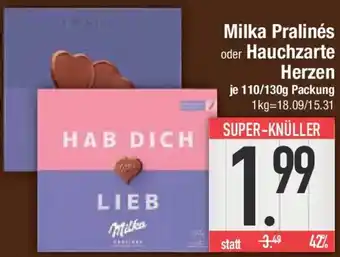 E-Center Milka Pralinés oder Hauchzarte Herzen Angebot