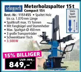 Norma Meterholzspalter 15 t Angebot