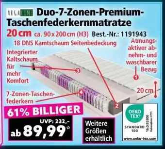 Norma Duo-7-Zonen-Premium-Taschenfederkernmatratze Angebot