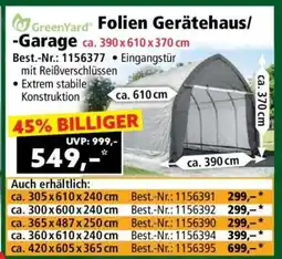 Norma GreenYard Folien Gerätehaus/-Garage ca. 390 x 610 x 370 cm Angebot