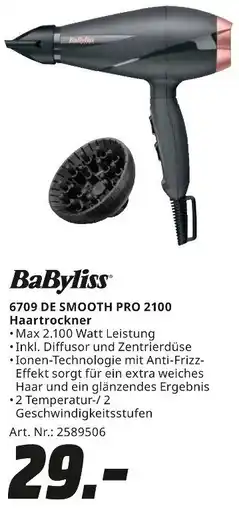MediaMarkt BaByliss 6709 DE SMOOTH PRO 2100 Haartrockner Angebot
