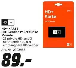 MediaMarkt HD+ Karte HD+ Sender-Paket für 12 Monate Angebot