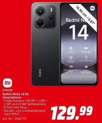 MediaMarkt Xiaomi Redmi Note 14 5G Smartphone Angebot