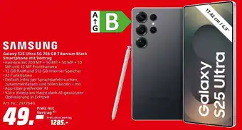 MediaMarkt SAMSUNG Galaxy S25 Ultra 5G 256 GB Titanium Black Smartphone mit Vertrag Angebot