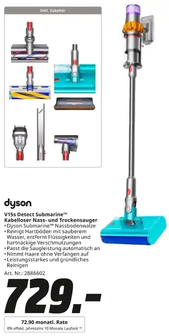 MediaMarkt dyson V15s Detect Submarine Kabelloser Nass- und Trockensauger Angebot