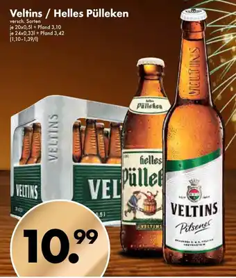 Trink und Spare Veltins oder Helles Pülleken 20x0,5/24x0,33L Angebot