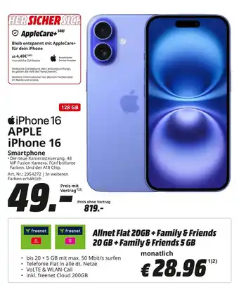 MediaMarkt Apple iphone 16 Angebot