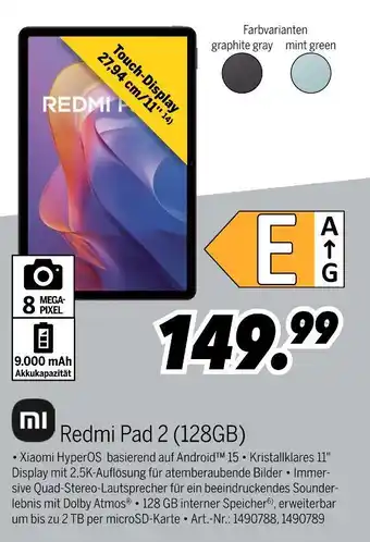 MEDIMAX Xiaomi redmi pad 2 (128gb) Angebot