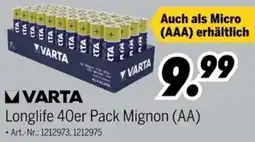 MEDIMAX VARTA Longlife 40er Pack Mignon (AA) Angebot