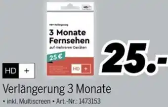 MEDIMAX HD+ Verlängerung 3 Monate Angebot