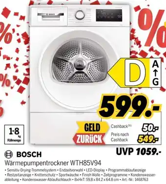 MEDIMAX BOSCH Wärmepumpentrockner WTH85V94 Angebot