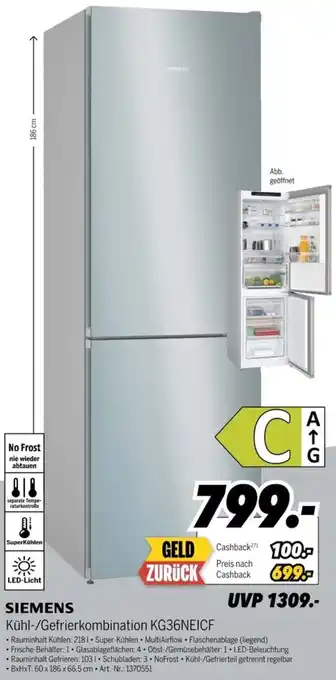 MEDIMAX SIEMENS Kühl-/Gefrierkombination KG36NEICF Angebot