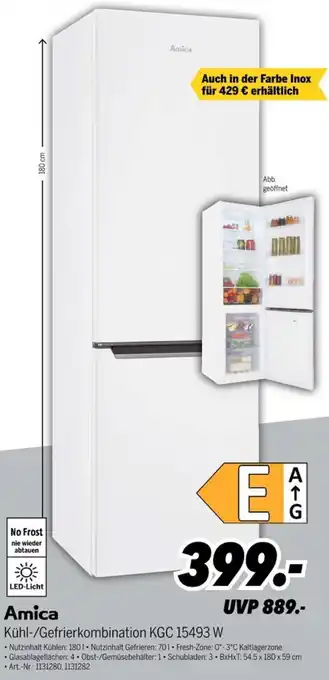 MEDIMAX Amica Kühl-/Gefrierkombination KGC 15493 W Angebot