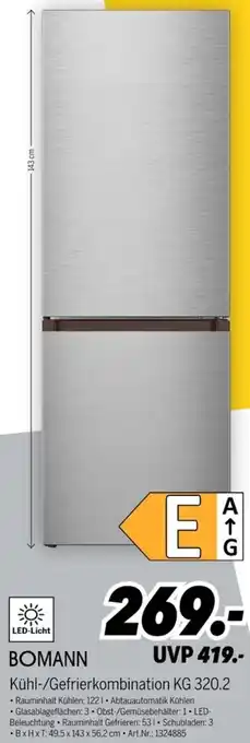 MEDIMAX BOMANN Kühl-/Gefrierkombination KG 320.2 Angebot