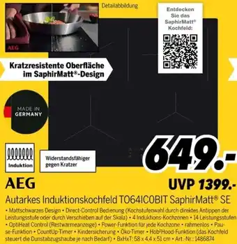 MEDIMAX AEG Autarkes Induktionskochfeld TO64ICOBIT SaphirMatt SE Angebot