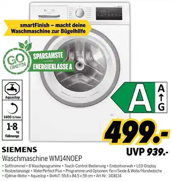 MEDIMAX SIEMENS Waschmaschine WM14N0EP Angebot