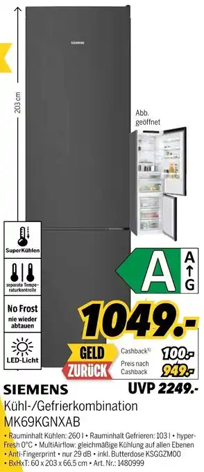 MEDIMAX SIEMENS Kühl-/Gefrierkombination MK69KGNXAB Angebot