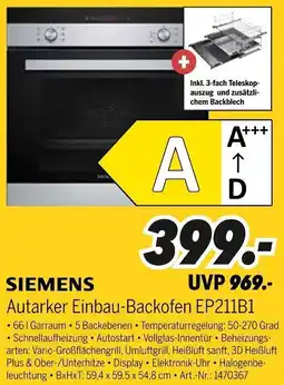 MEDIMAX SIEMENS Autarker Einbau-Backofen EP211B1 Angebot