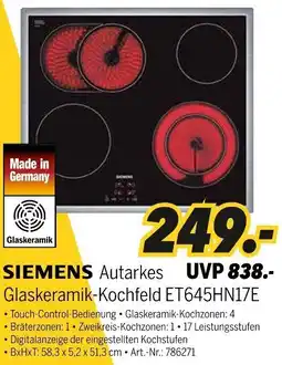 MEDIMAX SIEMENS Autarkes Glaskeramik-Kochfeld ET645HN17E Angebot