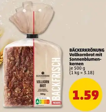 PENNY BÄCKERKRÖNUNG Vollkornbrot mit Sonnenblumenkernen Angebot