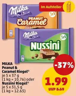 PENNY MILKA Peanut & Caramel Riegel oder Nussini Riegel Angebot