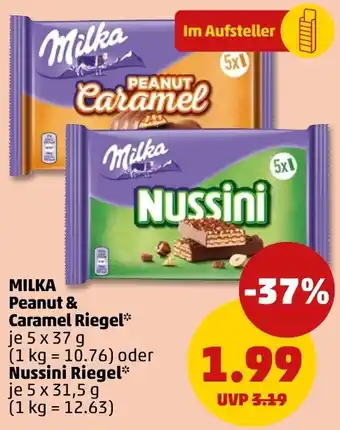 PENNY MILKA Peanut & Caramel Riegel oder Nussini Riegel Angebot
