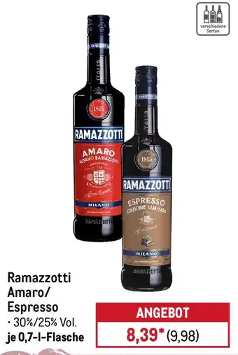 METRO Ramazzotti Amaro/ Espresso Angebot