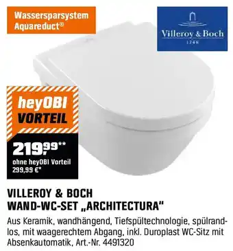 OBI VILLEROY & BOCH WAND-WC-SET „ARCHITECTURA" Angebot