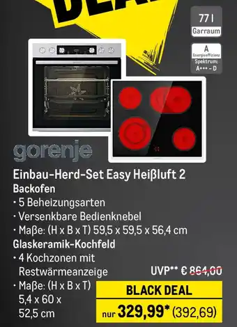 METRO gorenje Einbau-Herd-Set Easy Heißluft 2 Angebot