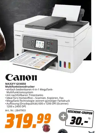 MediaMarkt Canon maxify gx4050 multifunktionsdrucker Angebot