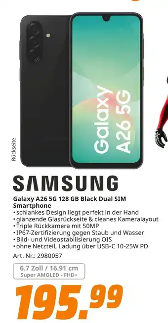 MediaMarkt Samsung galaxy a26 5g 128 gb black dual sim smartphone Angebot