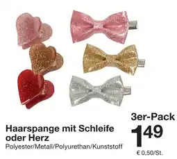 Zeeman Haarspange mit Schleife oder Herz 3er-Pack Angebot