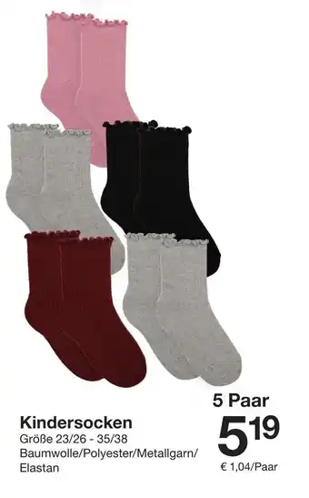 Zeeman Kindersocken 5 Paar Angebot