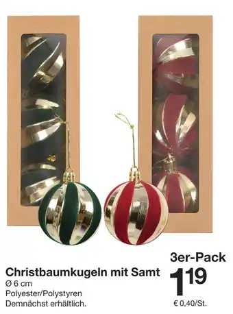 Zeeman Christbaumkugeln mit Samt 3er-Pack Angebot